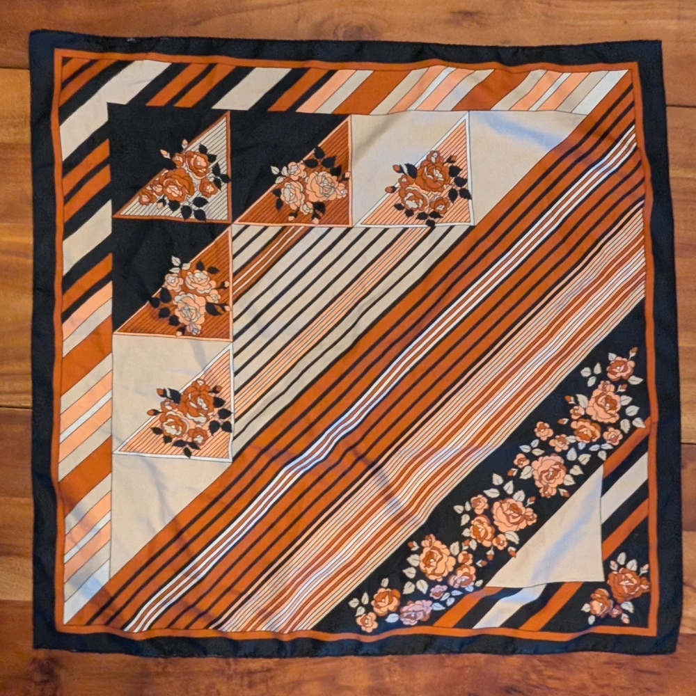 Floral Striped Silk Scarf